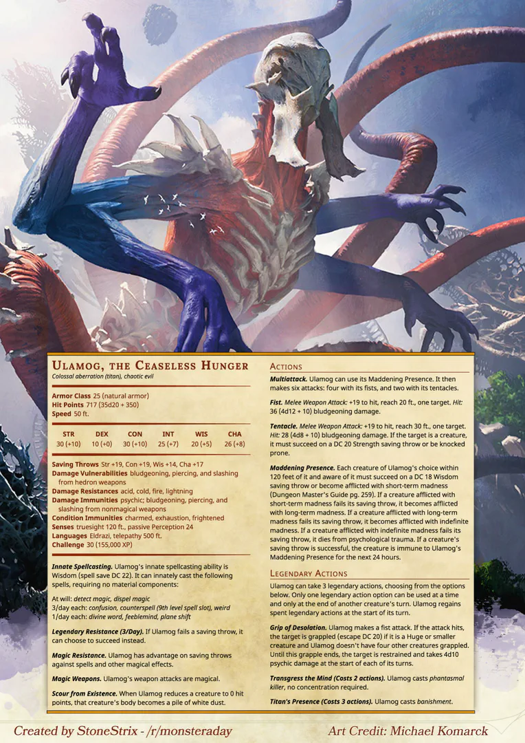 ulamog monster sheet