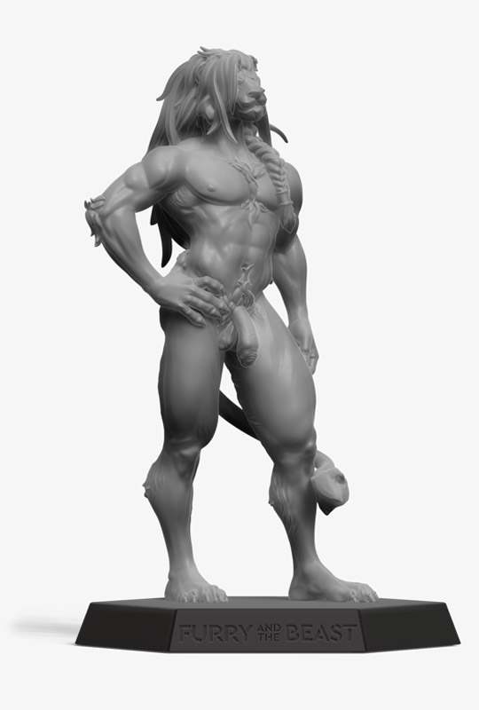 leonin_NSFW custom nsfw miniature male lionfolk with uncut penis